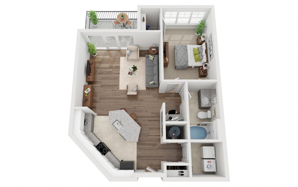 LWC - Aventura - 1 bedroom floorplan layout with 1 bath and 812 square feet.