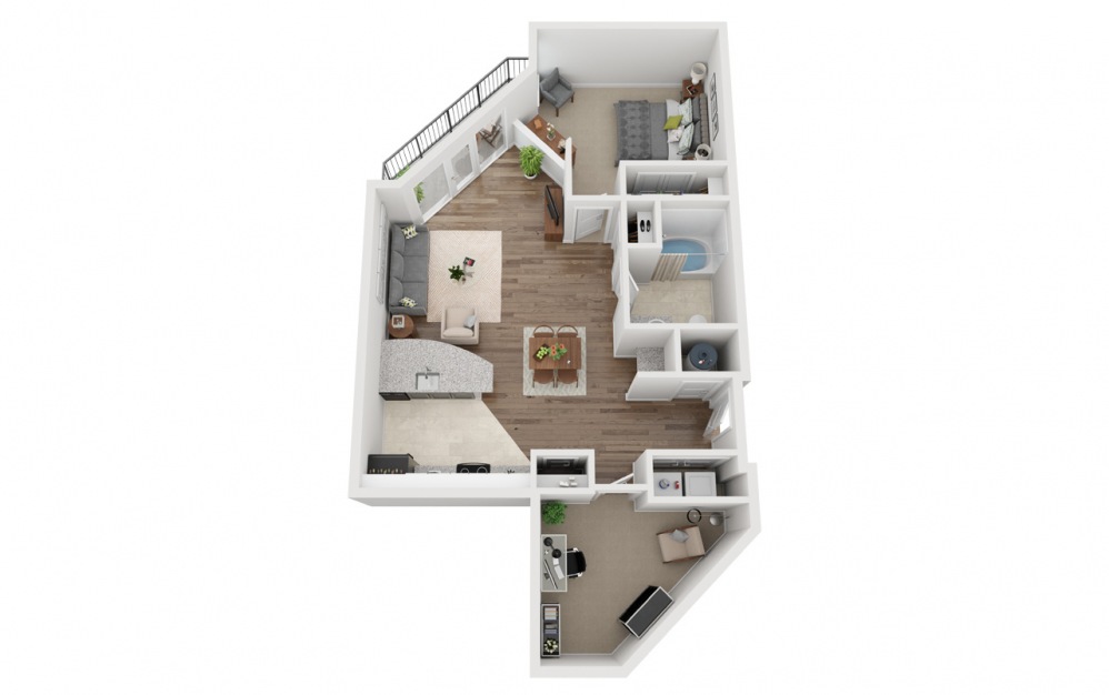 LWC - Mezzanine - 1 bedroom floorplan layout with 1 bath and 930 square feet.